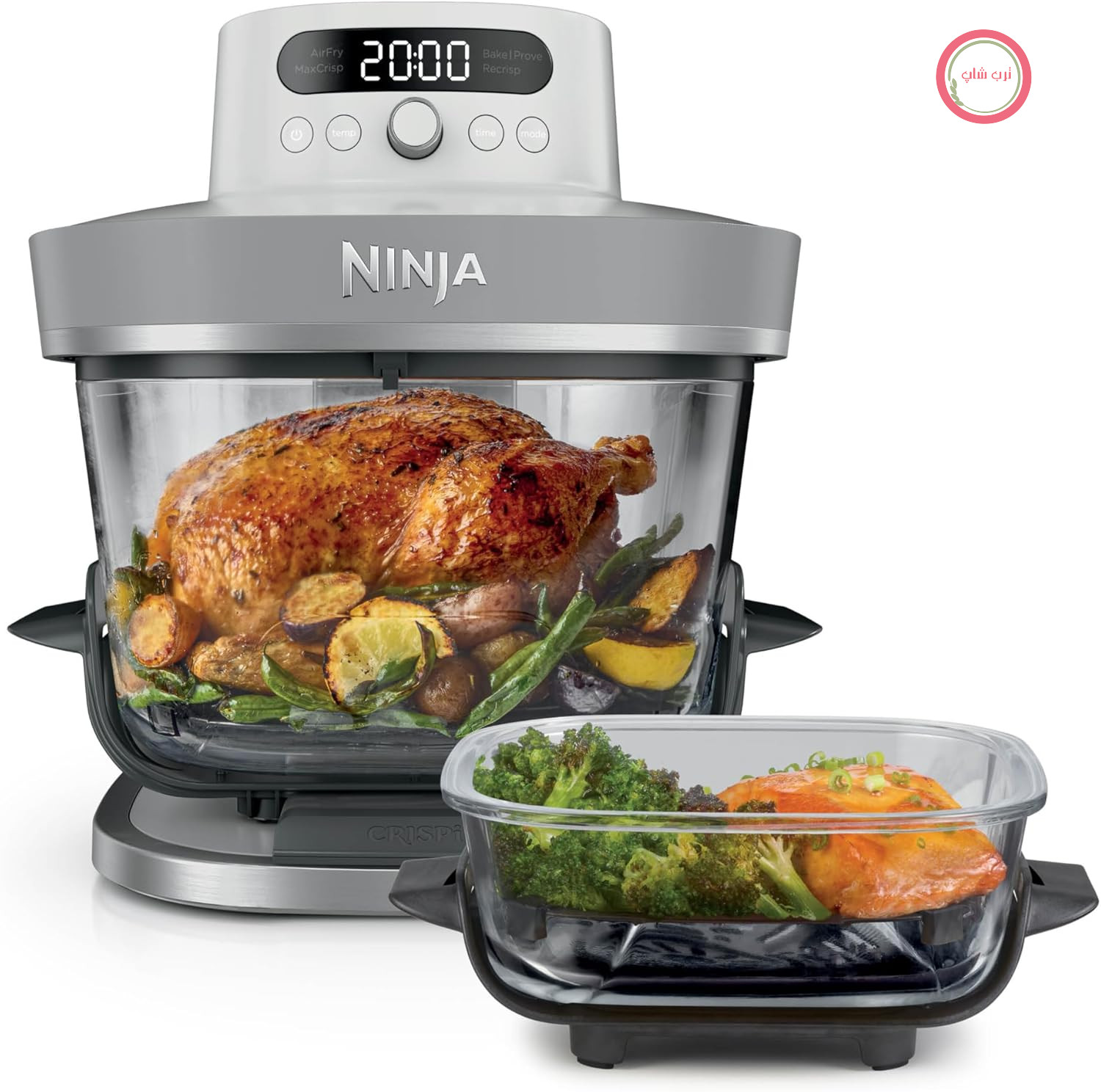 سرخ کن بدون روغن شیشه‌ای نینجا آمریکا مدل CRISPi PRO XL استون گلد Ninja AS090EUWH